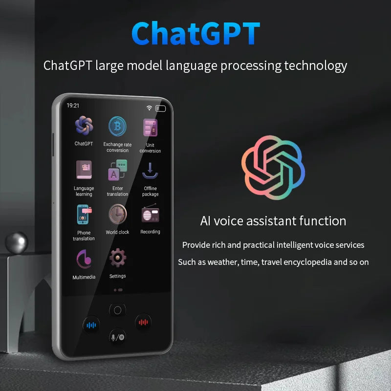 Gray language translator device by Corporación Turística, compatible with 138 languages, shown with Chinese and mainland interface.