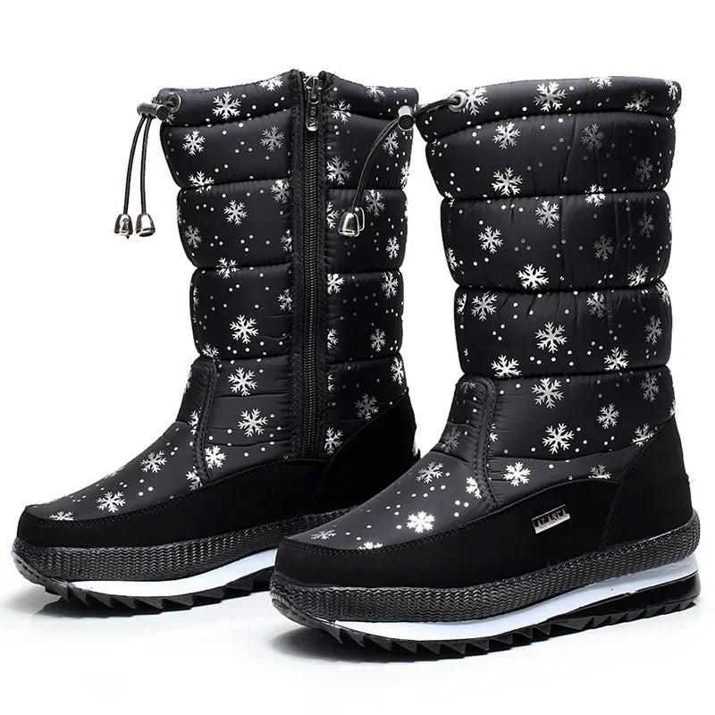 Gray women's fashionable winter snow boots by Corporación Turística, featuring warm insulation and stylish design.