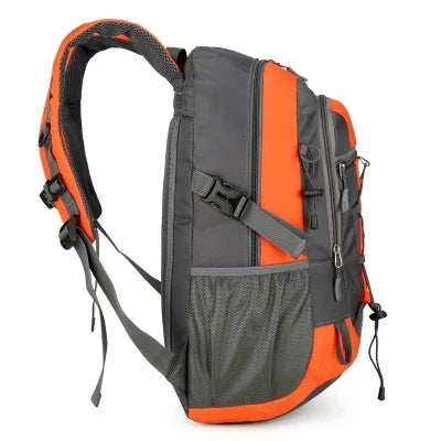 Green hiking and outdoor sports backpack by Corporación Turística, with 36-55L capacity, suitable for trekking and leisure activities.
