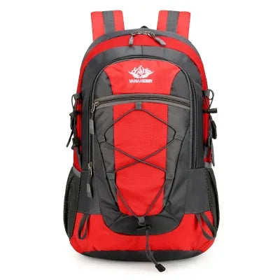 Green hiking and outdoor sports backpack from Corporación Turística, 36-55L, designed for hiking and outdoor leisure activities.