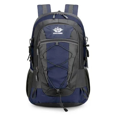 Green hiking and outdoor sports backpack by Corporación Turística, 36-55L capacity, ideal for trekking and outdoor activities.