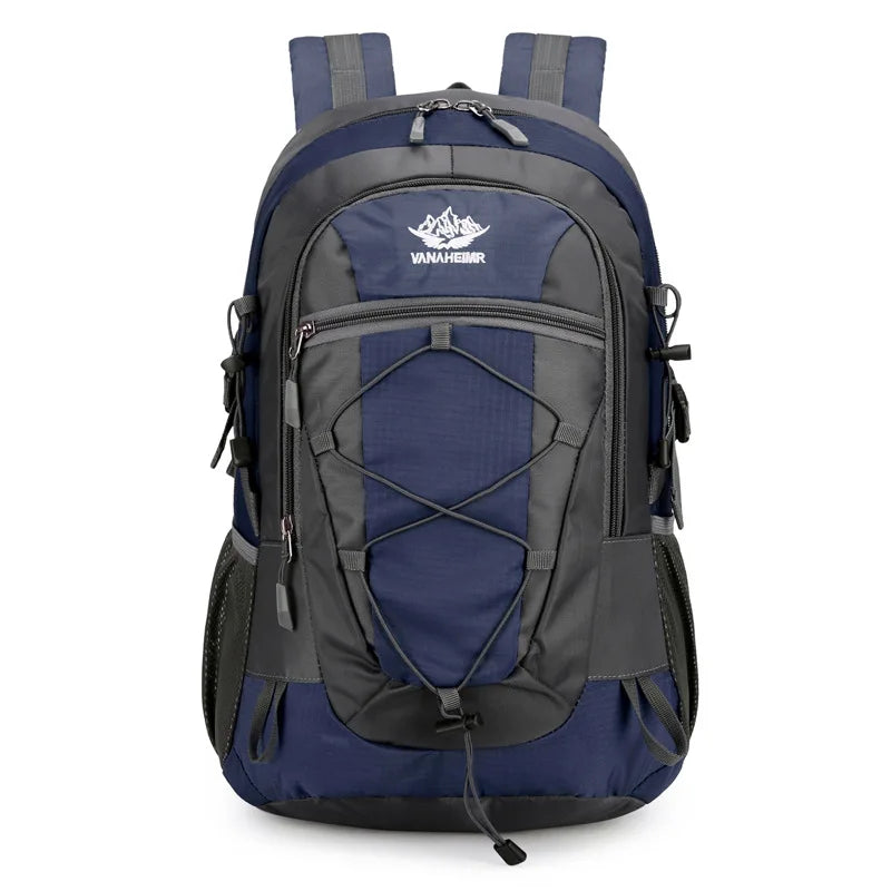 Green hiking and outdoor sports backpack by Corporación Turística, 36-55L capacity, suitable for trekking and outdoor leisure.