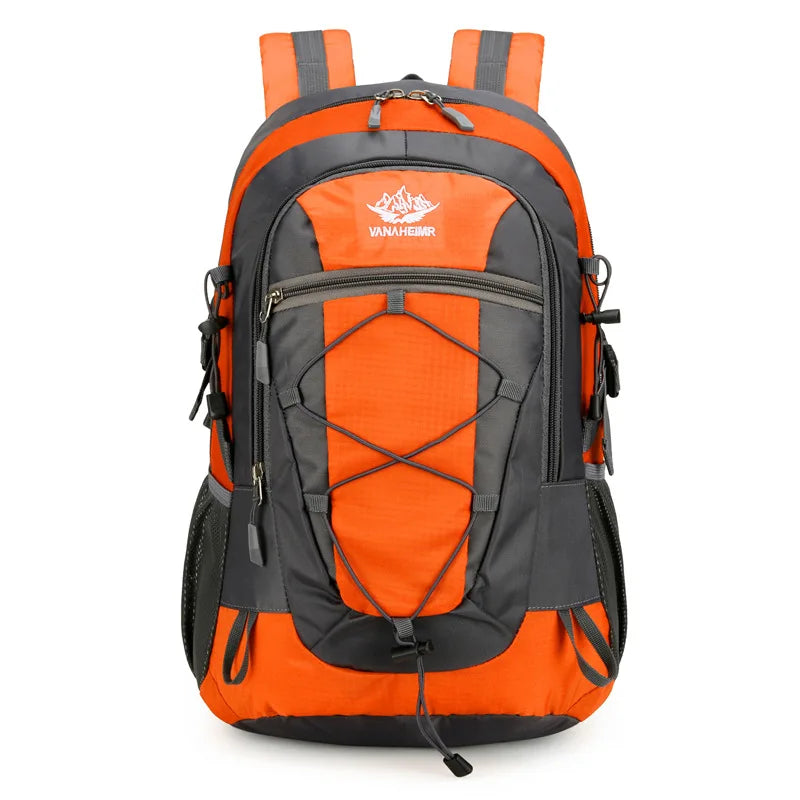 Green hiking and outdoor sports backpack by Corporación Turística with 36-55L capacity for hiking and leisure activities.