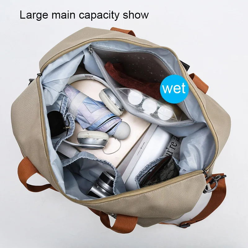 Green travel gym bag by Corporación Turística, compact short-distance luggage with sturdy handles and spacious interior.
