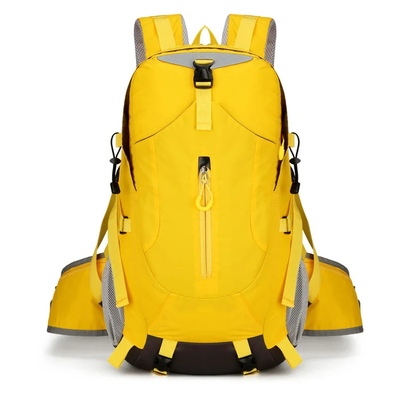 Large capacity outdoor hiking backpack by Corporación Turística, green nylon bag for trekking and outdoor adventures.
