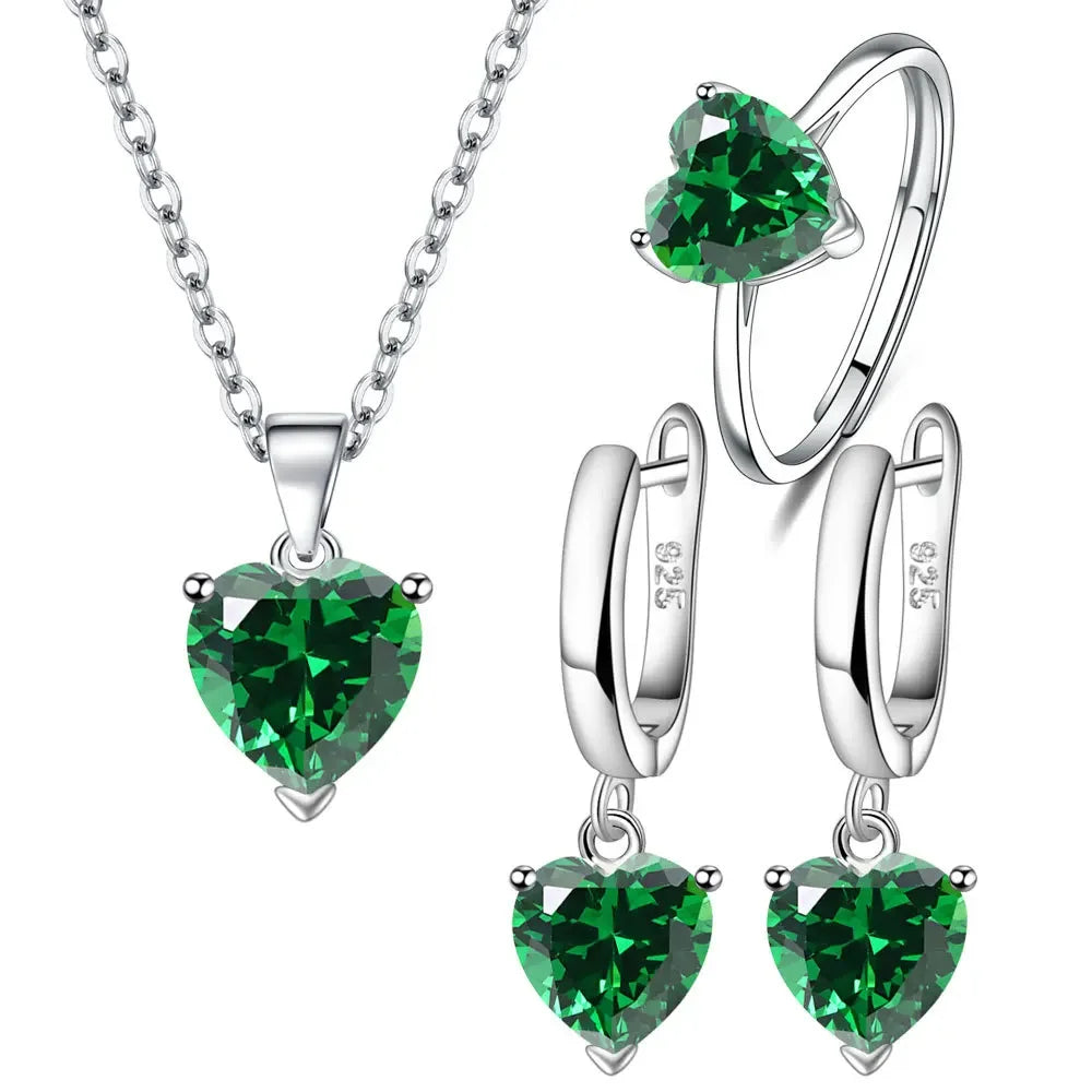 Silver jewelry set for women featuring a necklace and earrings made of 925 sterling silver, stylish and elegant.