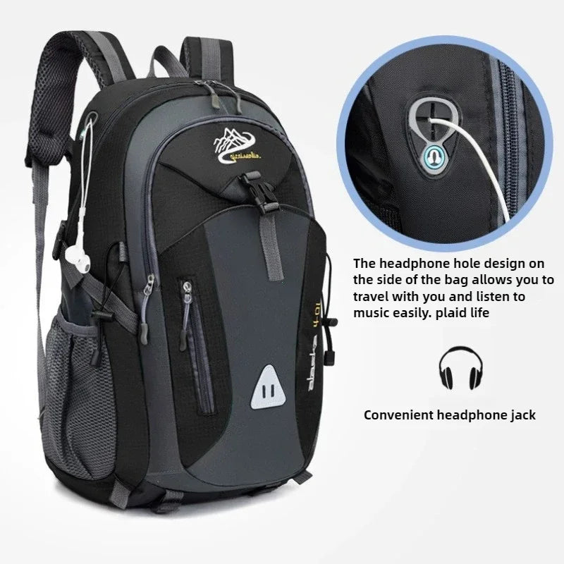 Green travel backpack for men and women, durable mountaineering bag by Corporación Turística, suitable for outdoor adventures.