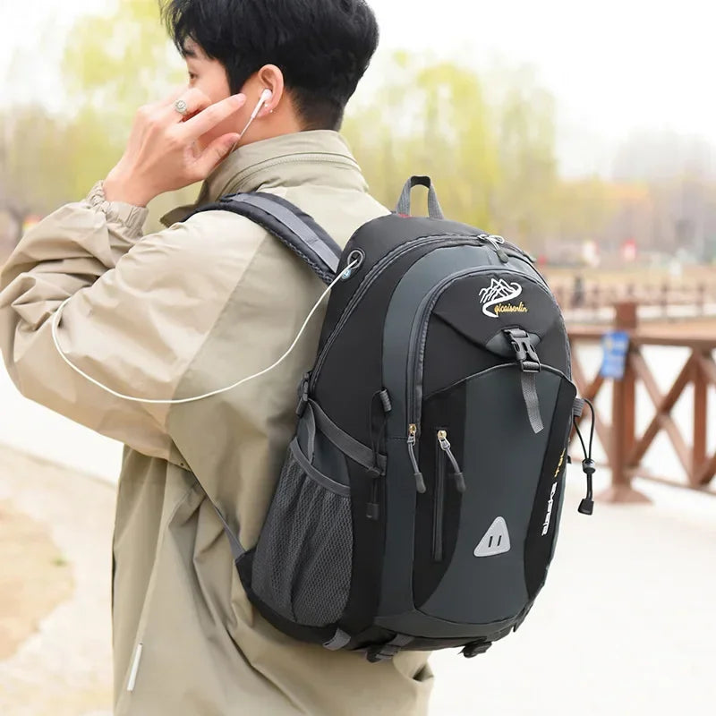 Small green travel backpack for men and women, hiking and mountaineering bag by Corporación Turística.