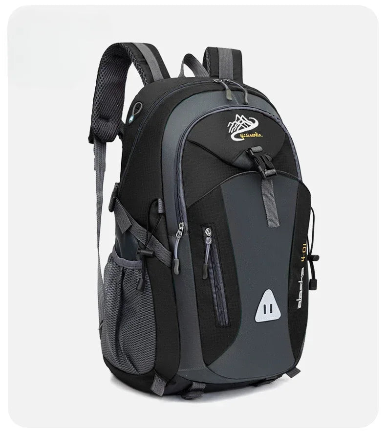 Green travel backpack for men and women by Corporación Turística, mountaineering-style bag with multiple compartments.