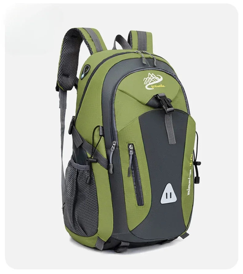 Green travel backpack for men and women, outdoor mountaineering bag by Corporación Turística, lightweight and durable.