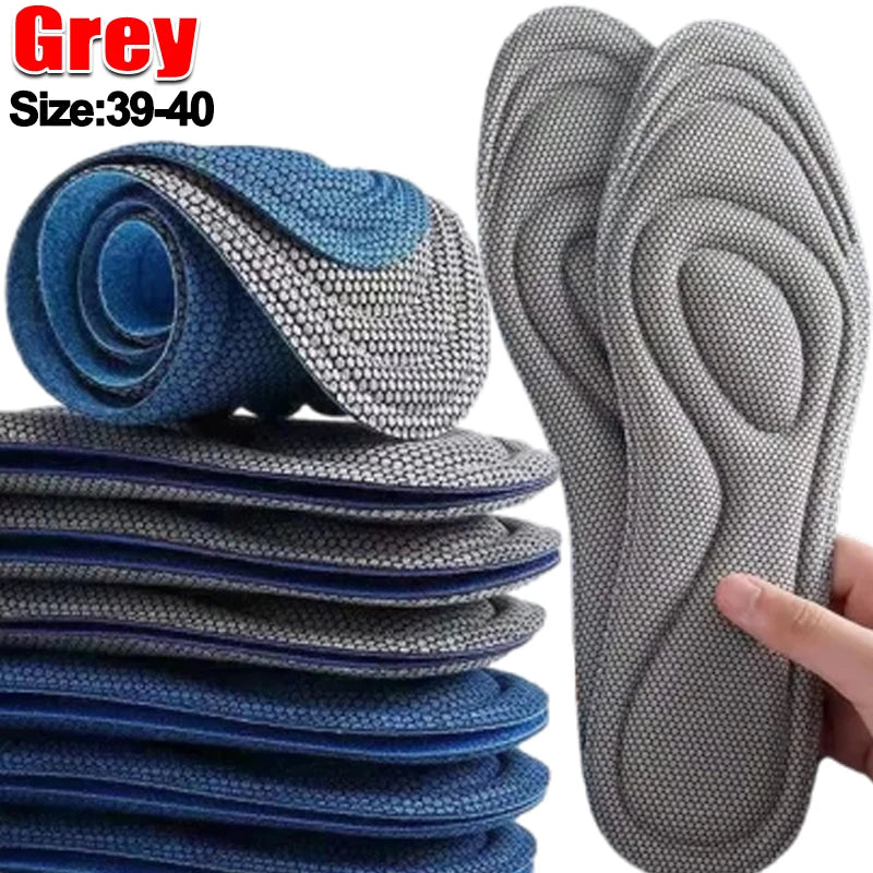 Set of 10 pairs of gray orthopedic memory foam insoles by Corporación Turística for comfortable foot support and cushioning.