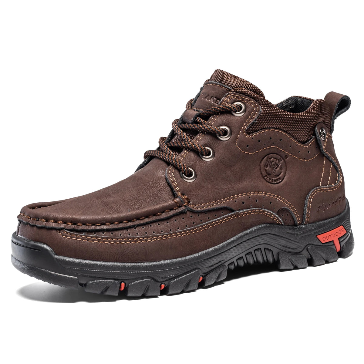 Grey Flyland men's Chukka boots by Corporación Turística, casual leather shoes with lace-up design and rounded toes.