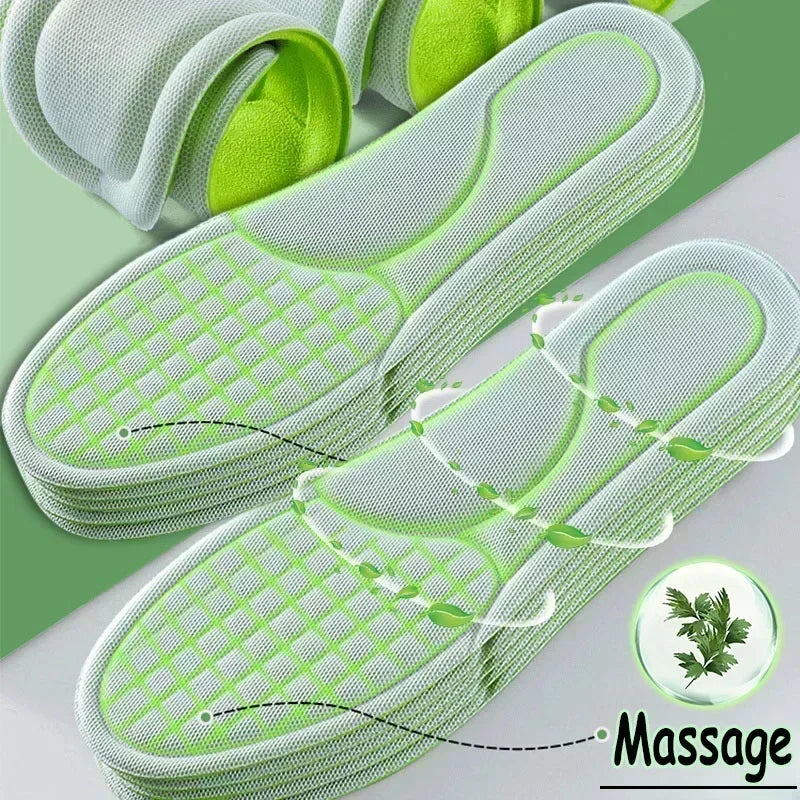 Unisex foam viscoelastic orthopedic insoles in gray, shown in a pack of five pairs, designed for comfortable foot support.