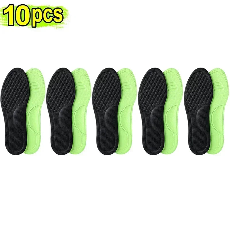 Unisex orthopedic foam insoles in gray, designed for comfort and support, displayed in a set of five pairs.
