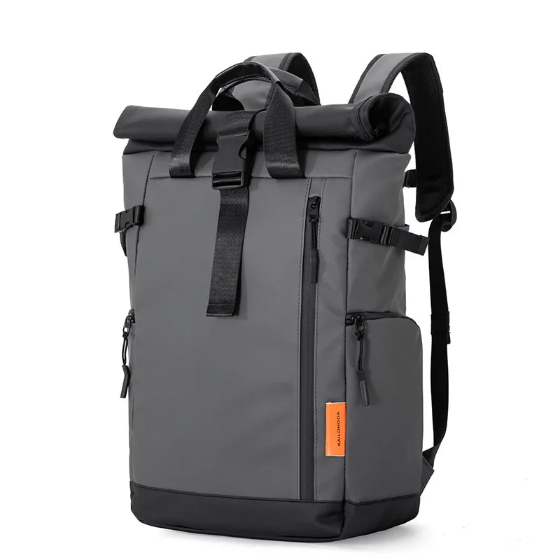 Gray men's camping travel bag and backpack from Corporación Turística, designed for outdoor adventures and camping trips.