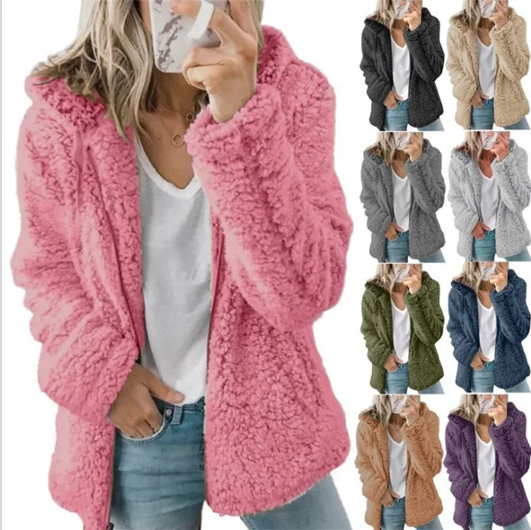 Dark gray women's velvet tweed hoodie jacket with a hood, featuring a stylish textured fabric and relaxed fit.