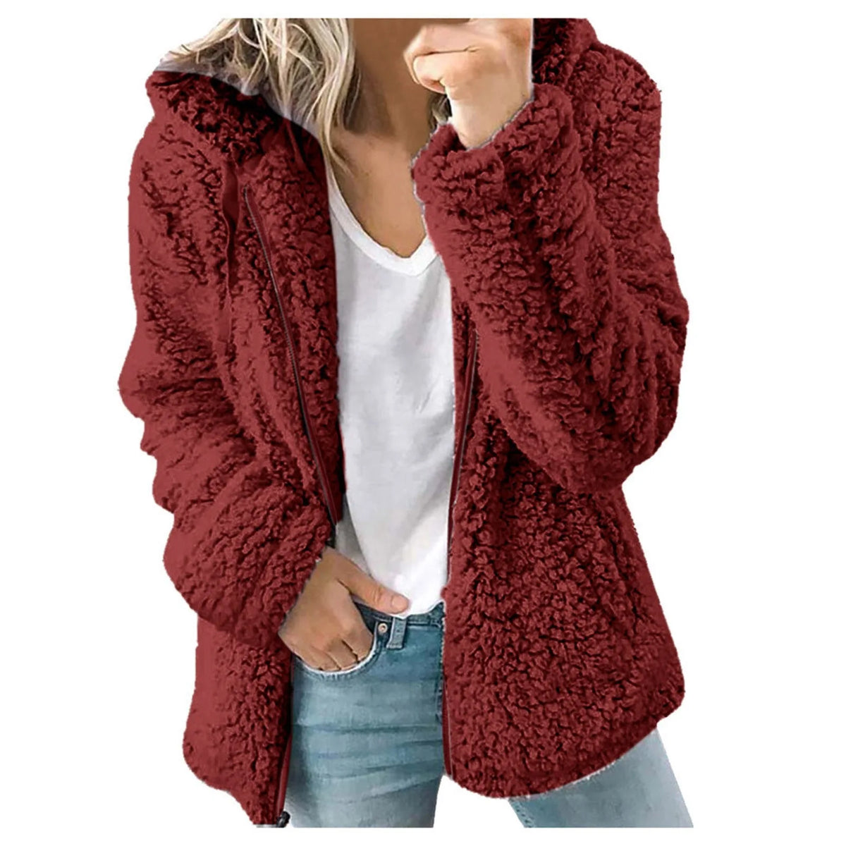 Dark gray velvet tweed hoodie jacket for women, featuring a cozy hood and stylish design, by Corporación Turística.