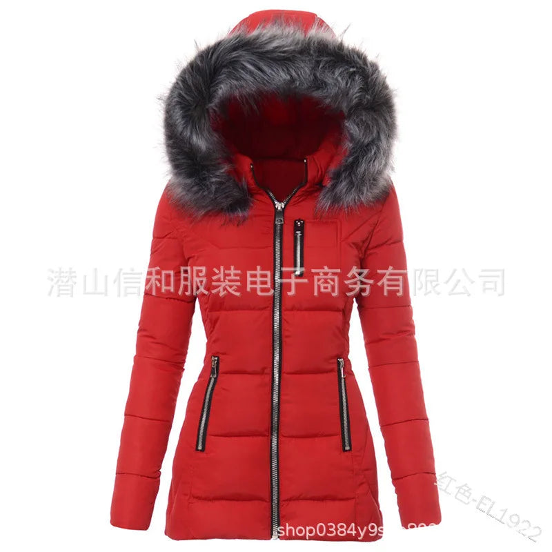 Gray women's parka jacket made of cotton by Corporación Turística, suitable for winter warmth and casual outdoor wear.