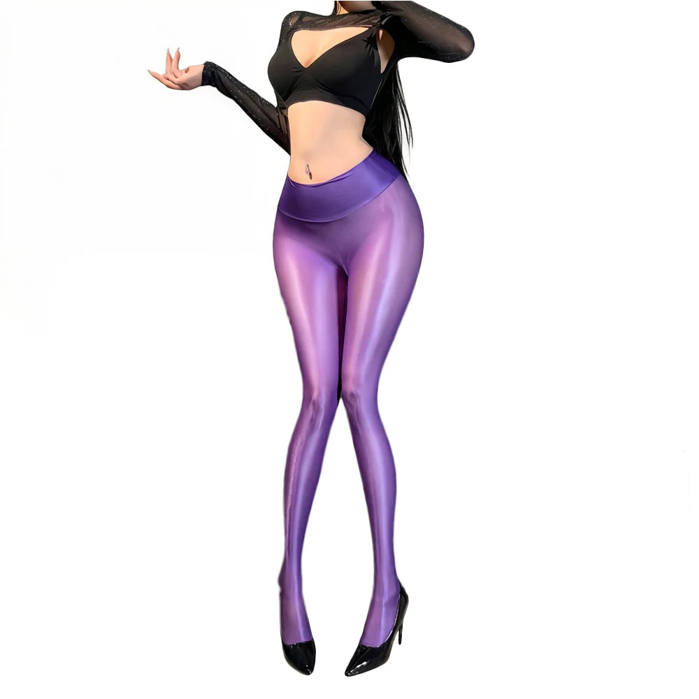 High-waisted slim-fit women's pants by Corporación Turística in gray with elastic waistband, shown on a model.