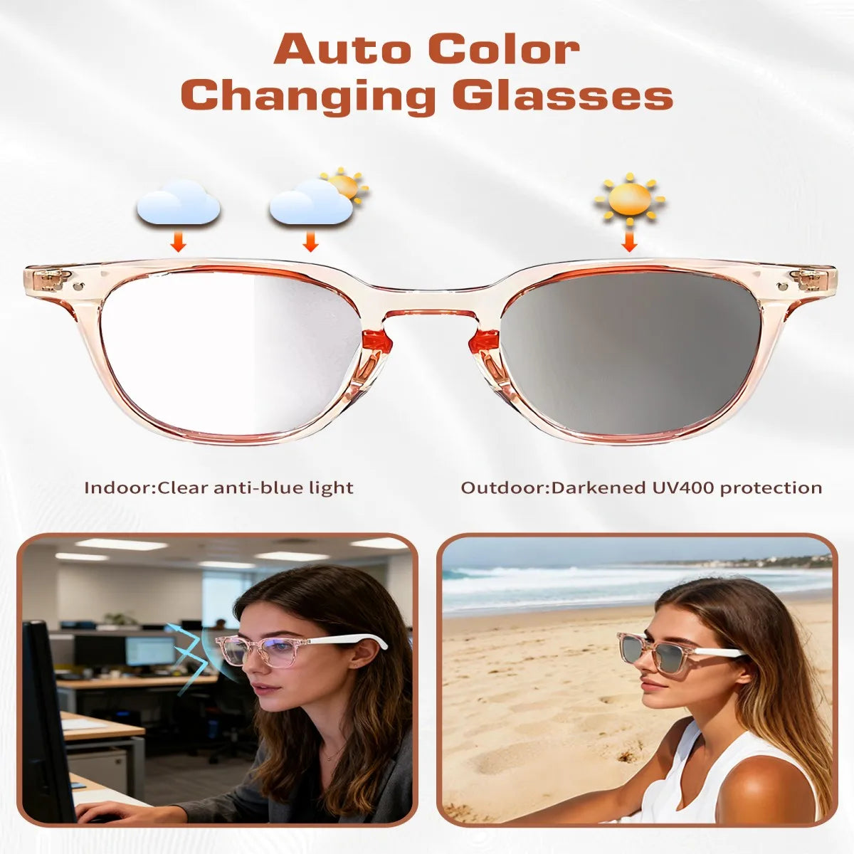 Pink Gafas Inteligentes de Traducción Bluetooth GT52 from Corporación Turística, featuring sleek smart glasses with translation capabilities.