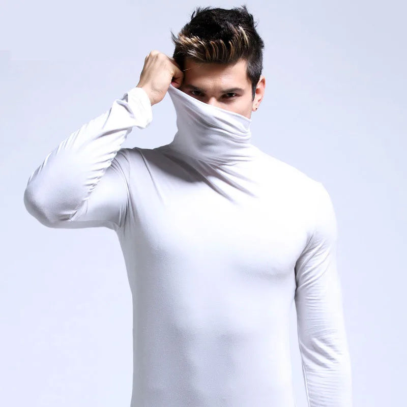 Casual men's high-neck thermal sweater by Corporación Turística, long-sleeve, fitted, elastic, winter jumper, basic and comfortable.