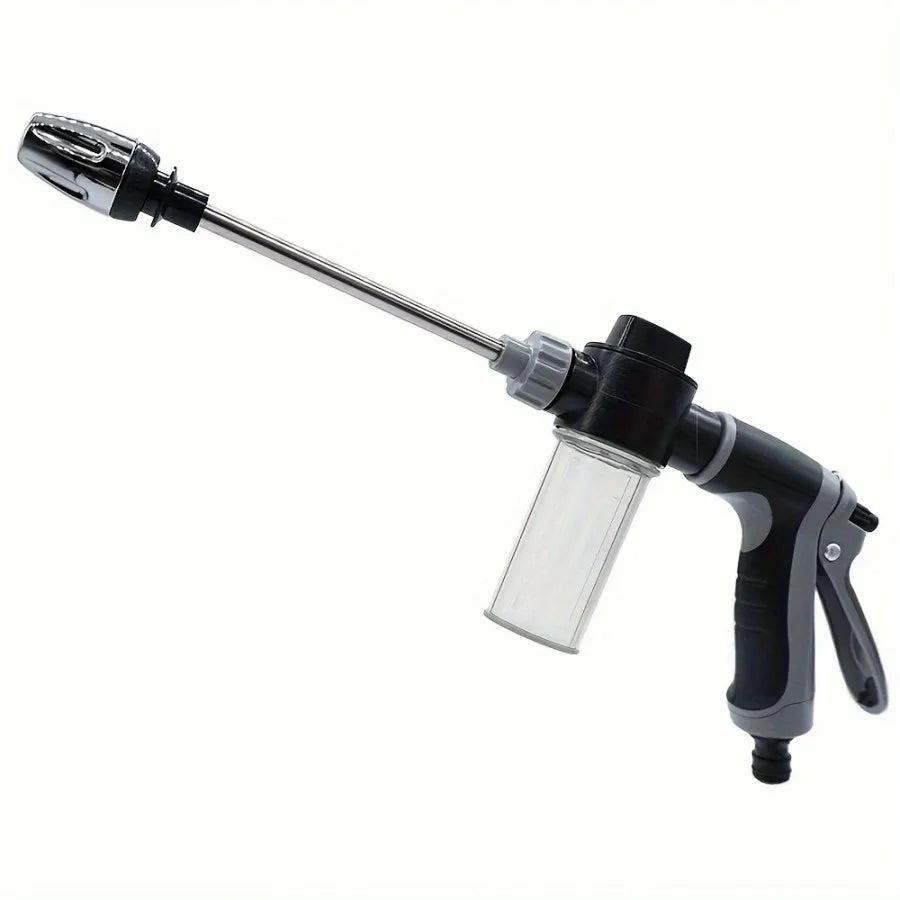 High-pressure water gun from Corporación Turística for car and garden cleaning, featuring a durable exterior and ergonomic grip.
