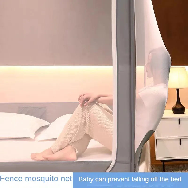 Mosquitera cuna anticaída Yurta Mongol infantil de Corporación Turística en color beige, para camas de 1.5m o 1.8m, con soporte y varillas.