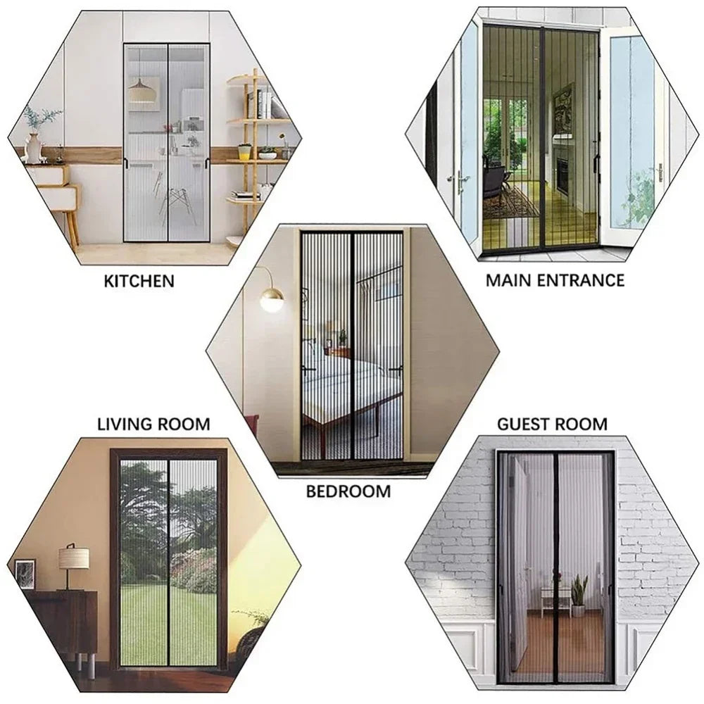 Magnetic automatic mosquito screen for doors and windows by Corporación Turística, white, 90x210cm, insect protection for home.