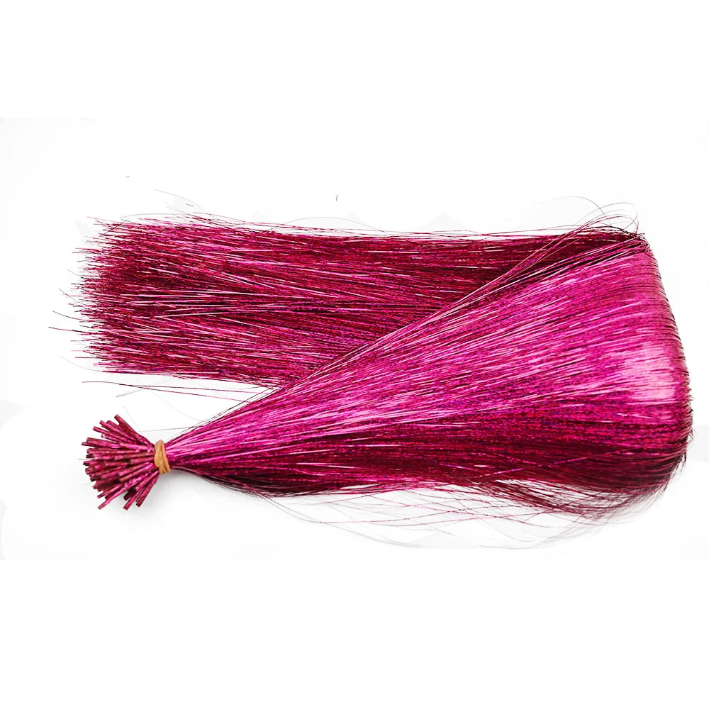Pack of 50 I Tip glitter hair extensions in silver from Corporación Turística, 20 inches long with shiny, metallic finish.