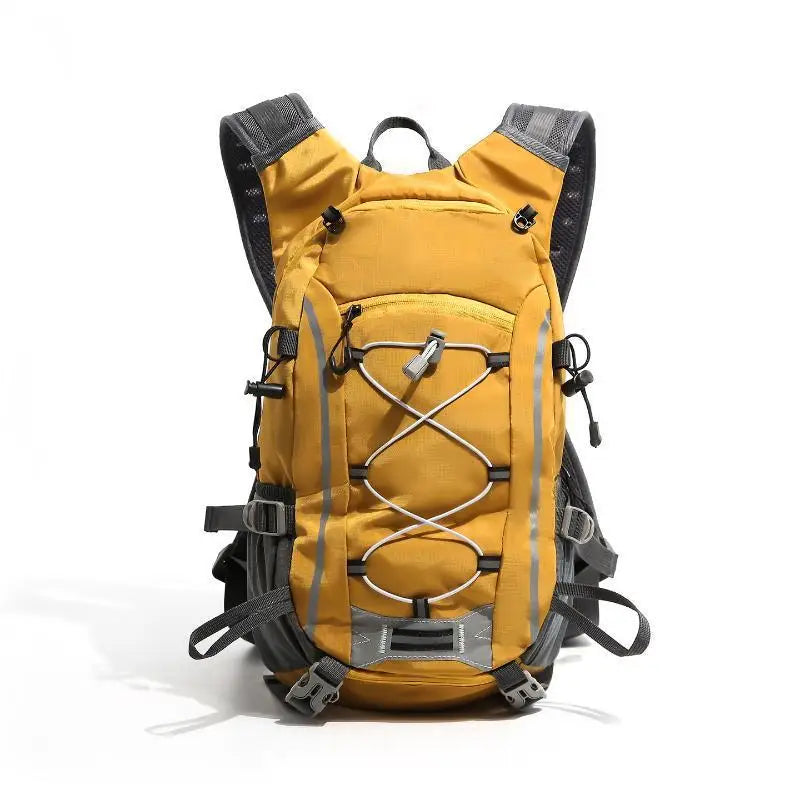 Lightweight hiking backpack from Corporación Turística with reflective straps and multiple compartments, ideal for outdoor adventures.