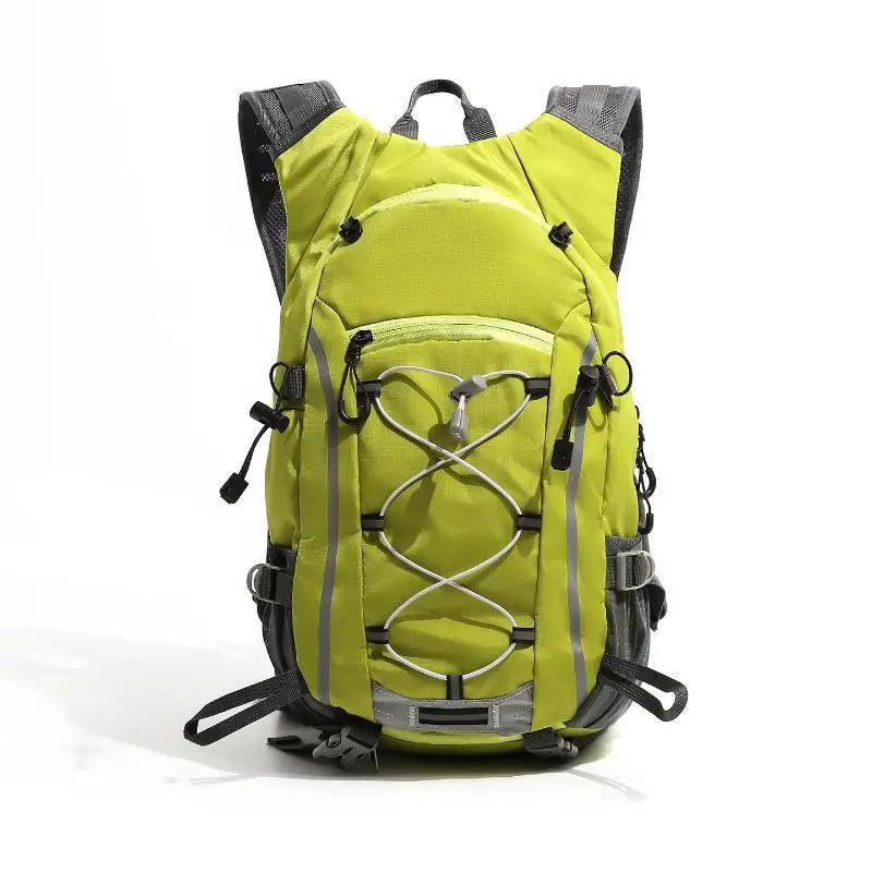 Lightweight hiking backpack from Corporación Turística with reflective straps and multiple compartments, ideal for outdoor adventures.