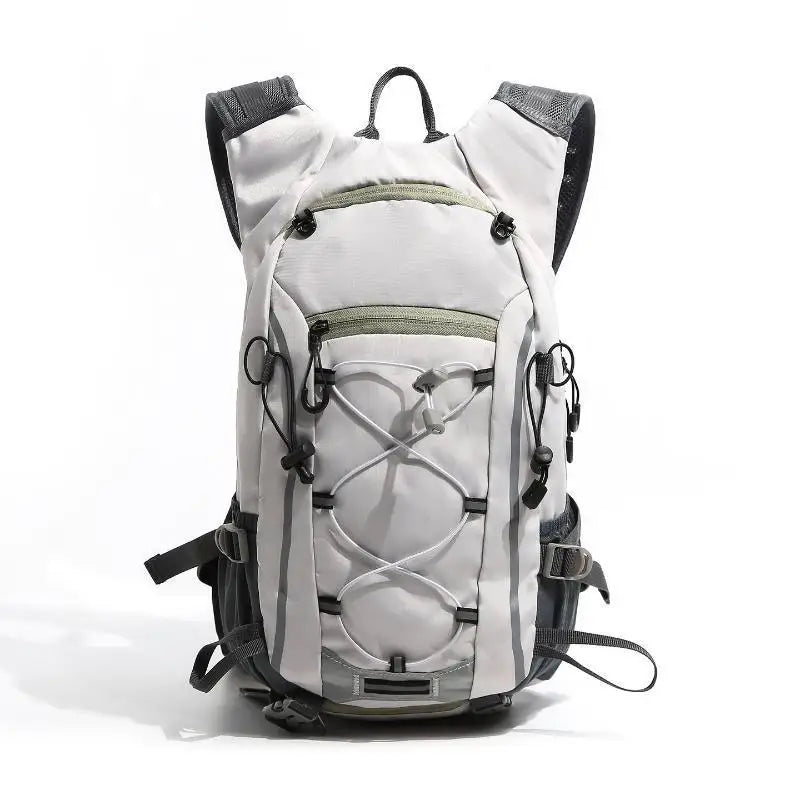 Lightweight hiking backpack from Corporación Turística with reflective straps, designed for outdoor adventures and comfortable carrying.