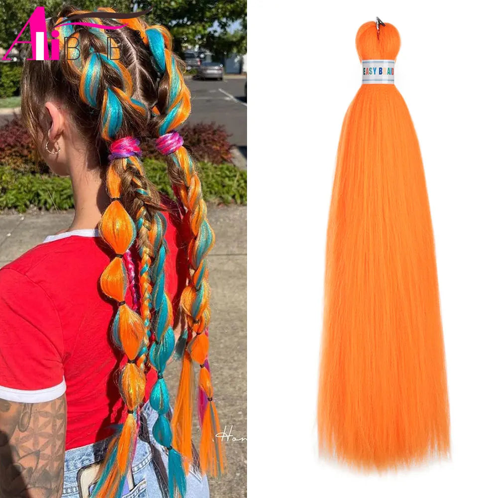 Blue ombre synthetic Kanekalon hair extensions in three 26-inch bundles, styled for a natural, vibrant look.