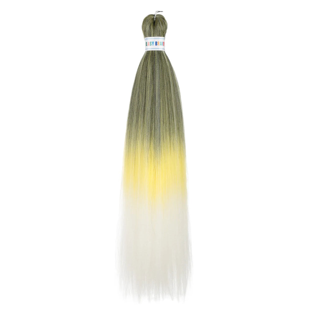 Blue ombre synthetic Kanekalon hair extensions by Corporación Turística, 26 inches long, three units per lot, styled for pre-stretched look.