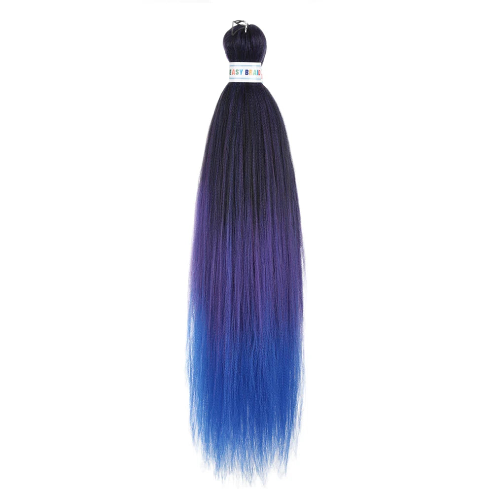 Blue ombre synthetic Kanekalon hair extensions from Corporación Turística, 26 inches long, three bundles per lot.
