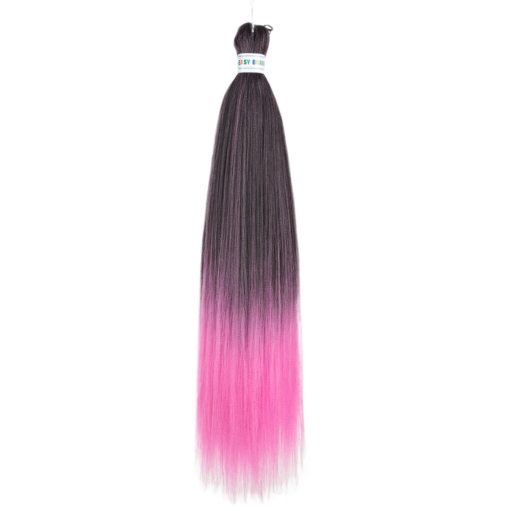 Blue ombre synthetic Kanekalon hair extensions by Corporación Turística, 26 inches long, set of three units.