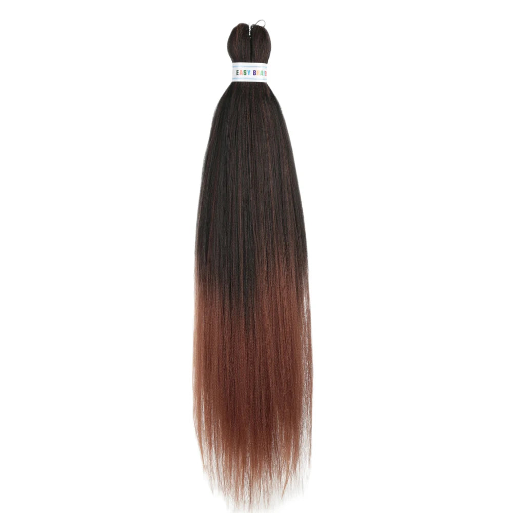 Blue ombre synthetic Kanekalon hair extensions by Corporación Turística, 26 inches, three bundles tied together.