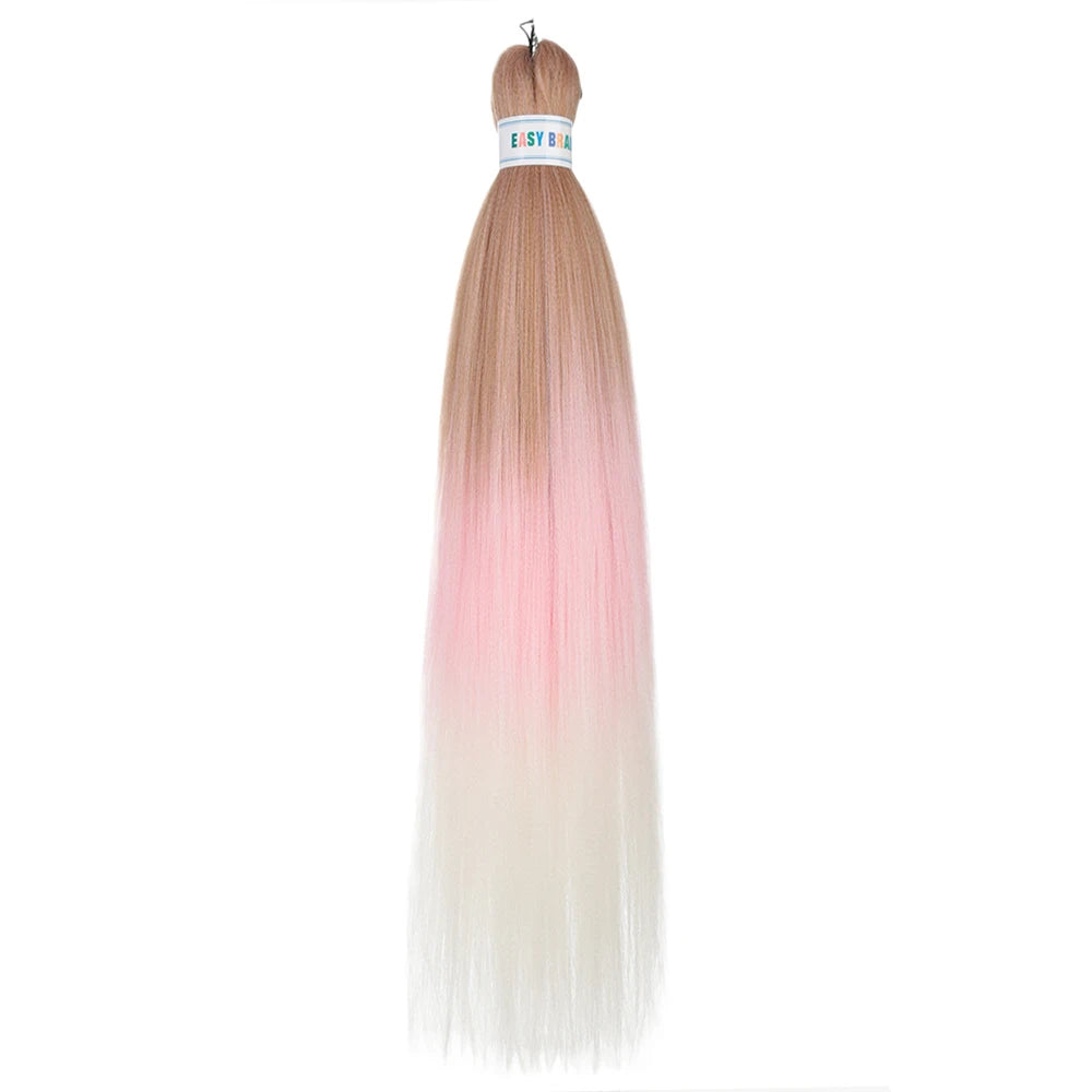 Blue Kanekalon synthetic hair extensions with ombre color, 26 inches long, shown in a set of three for hair styling.