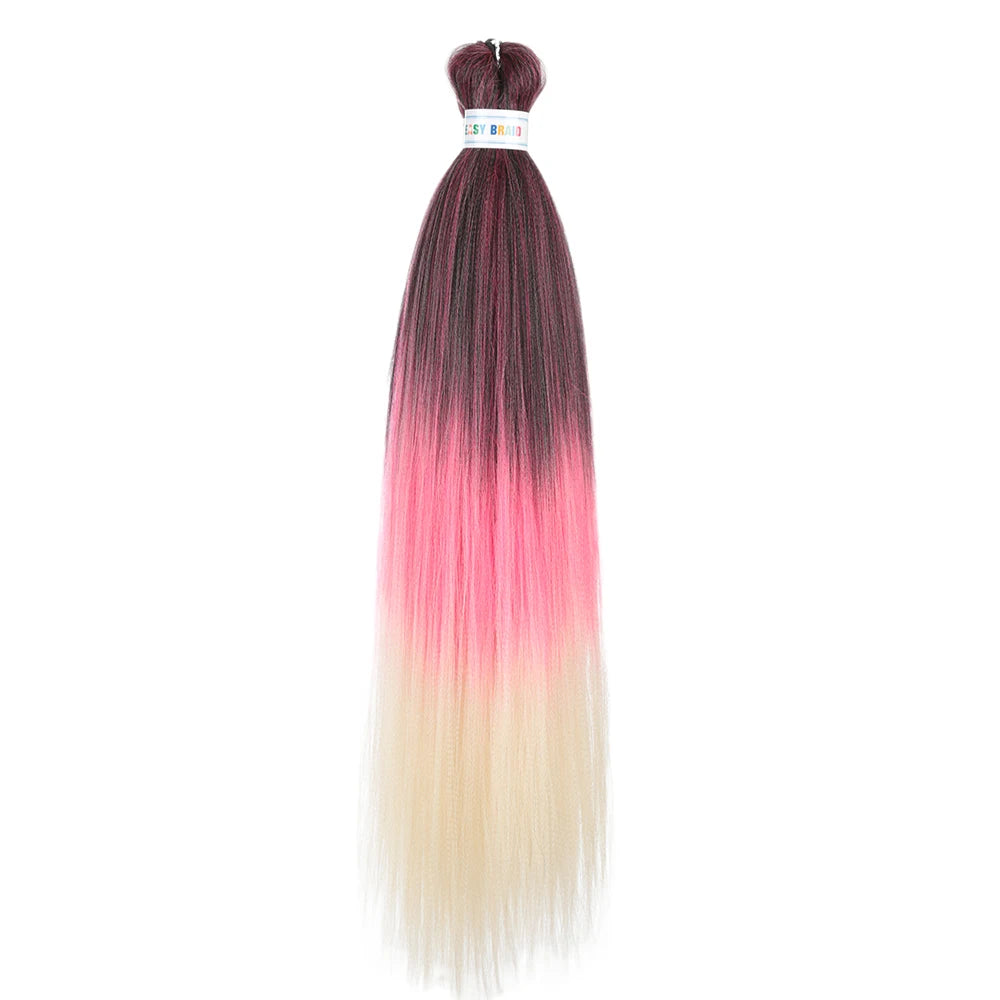 Blue ombre synthetic Kanekalon hair extensions, 26 inches long, three units per set, ideal for hair styling and fashion.