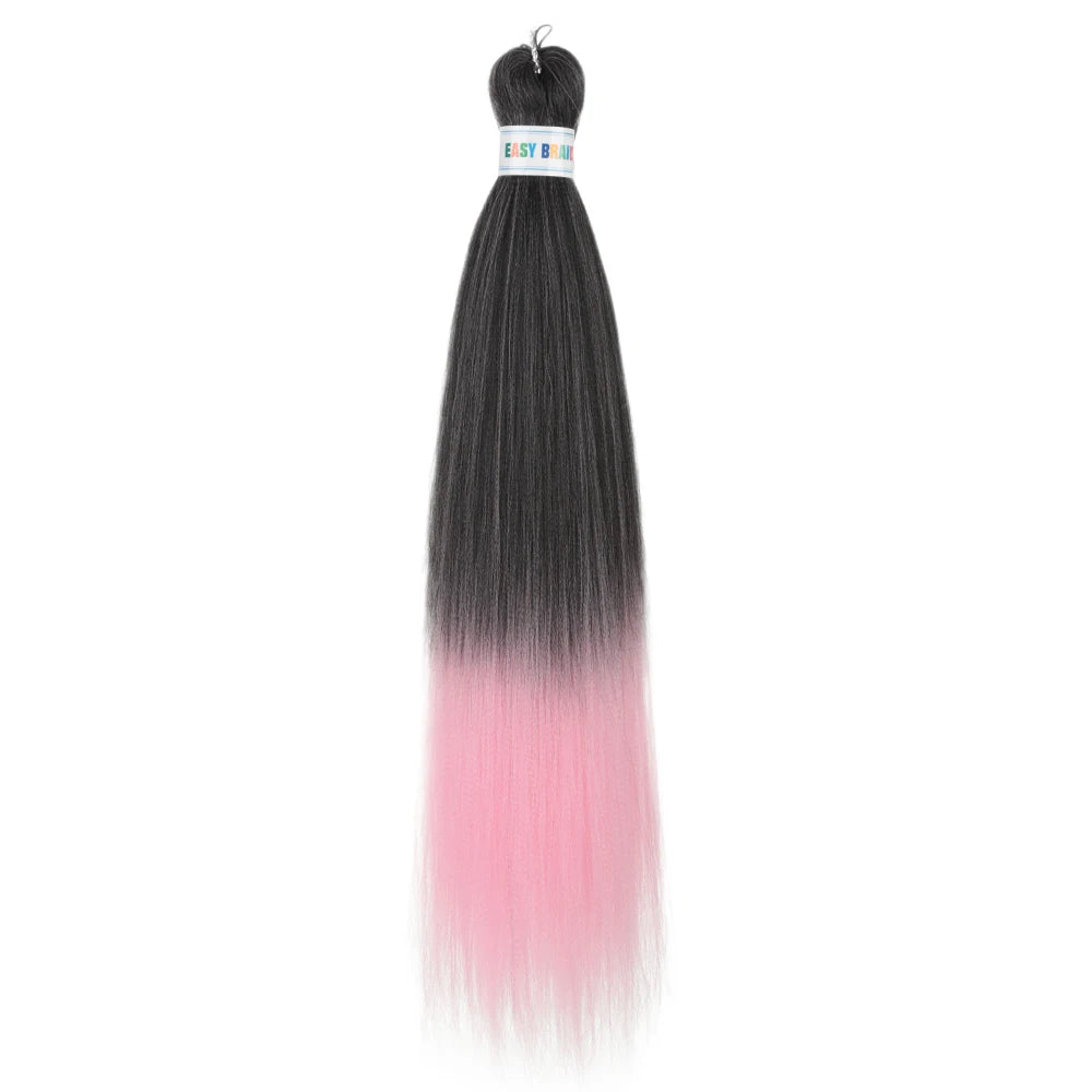 Blue ombre synthetic Kanekalon hair extensions by Corporación Turística, 26 inches long, three-piece set, pre-stretched for easy wear.