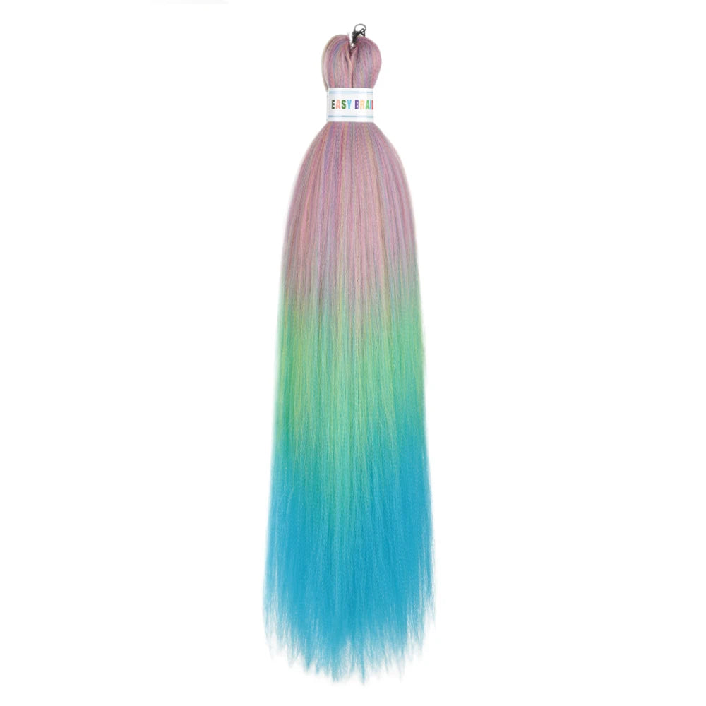 Blue ombre synthetic Kanekalon hair extensions from Corporación Turística, 26 inches, three pieces per set.