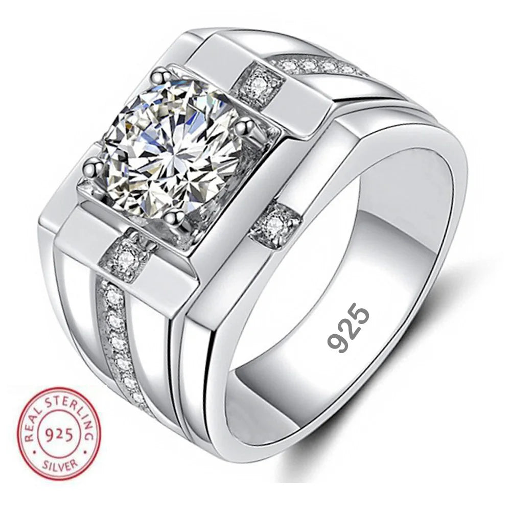 Sterling silver 925 ring with sparkling 5A zirconia, luxurious and elegant jewelry piece by Corporación Turística.
