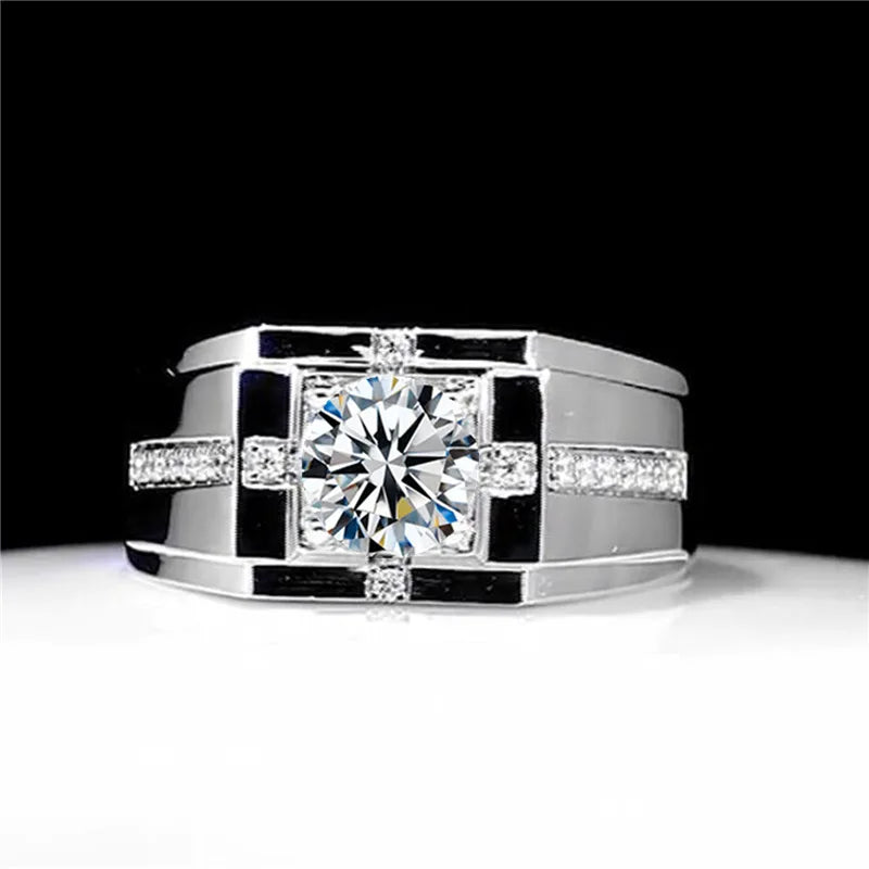 Sterling silver 925 ring with sparkling 5A cubic zirconia, luxurious jewelry piece showcasing elegant craftsmanship