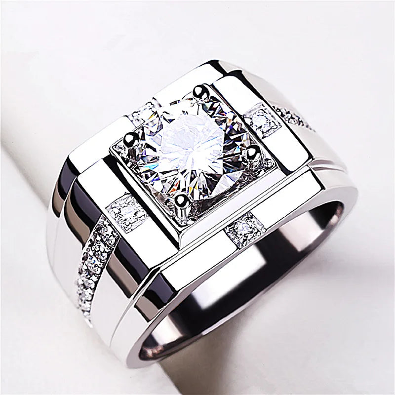Sterling silver ring with cubic zirconia 5A from Corporación Turística, featuring a luxurious design and sparkling stone.