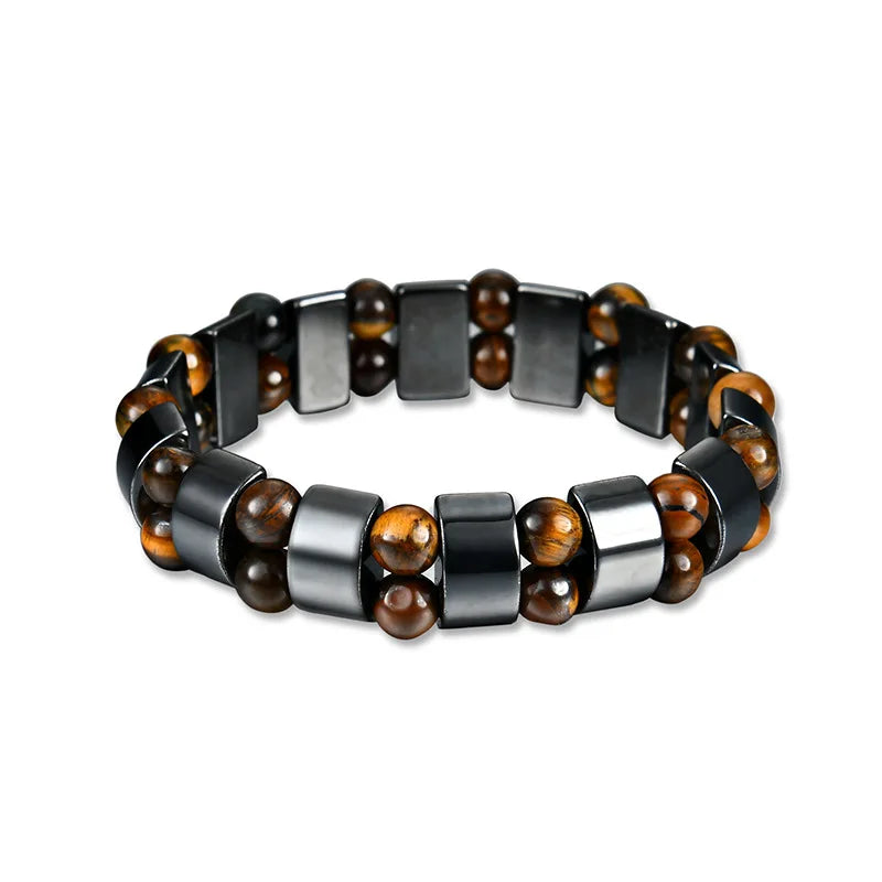 Elegant men's Tiger's Eye bracelet featuring natural red stones, showcasing durable and stylish stone jewelry design.