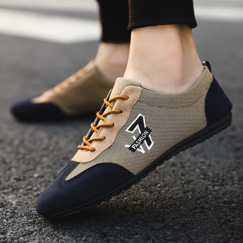 Men's breathable mesh casual shoes by Corporación Turística in khaki, featuring comfortable design and sporty style.