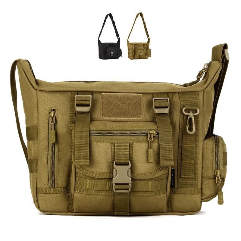 Khaki 14-inch laptop shoulder bag by Corporación Turística with adjustable strap and padded compartment for protection.