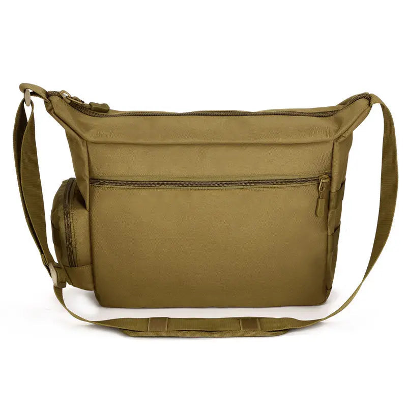 Khaki shoulder bag for 14-inch laptop from Corporación Turística, featuring a sleek design with adjustable strap and padded interior.