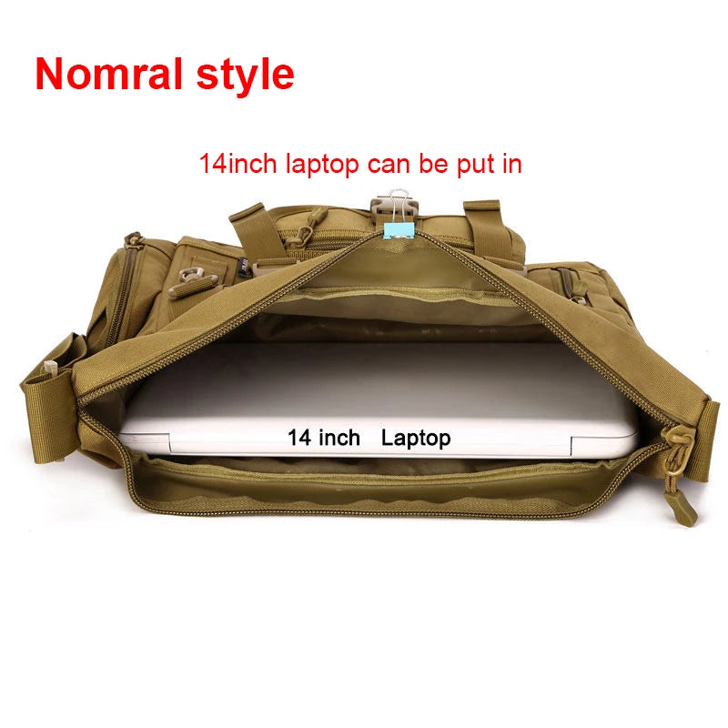 Khaki 14-inch laptop shoulder bag by Corporación Turística, featuring a spacious design and adjustable strap for everyday use.