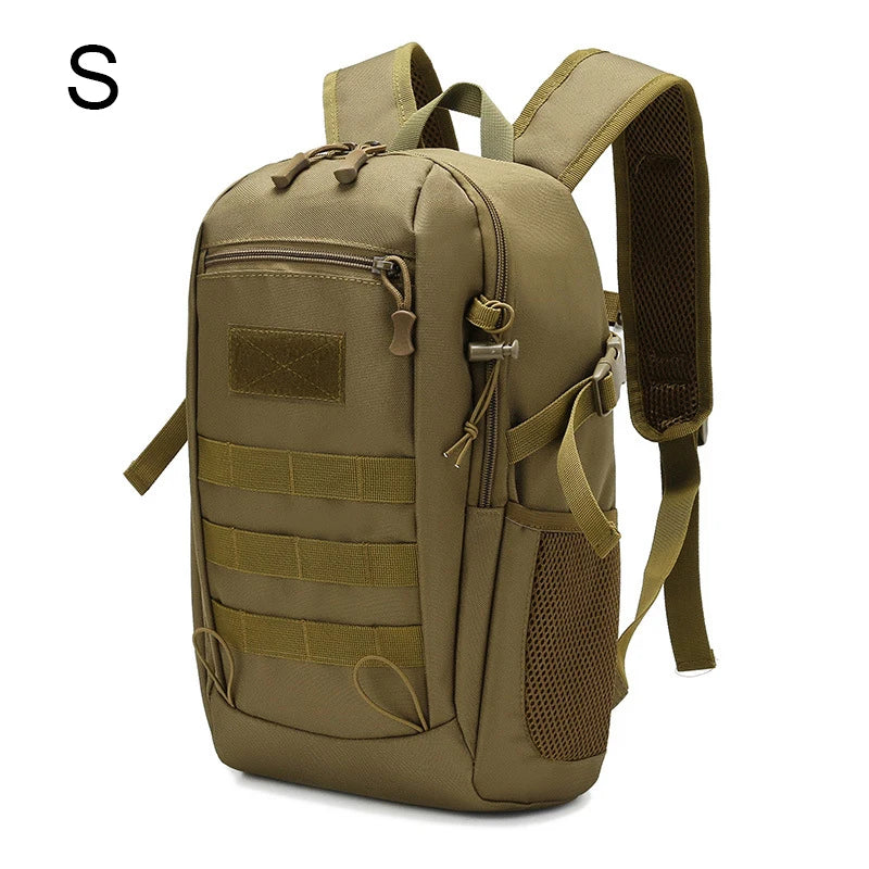 Khaki outdoor travel backpack by Corporación Turística, available in 10L and 20L sizes, compact mini backpack for outdoor adventures.
